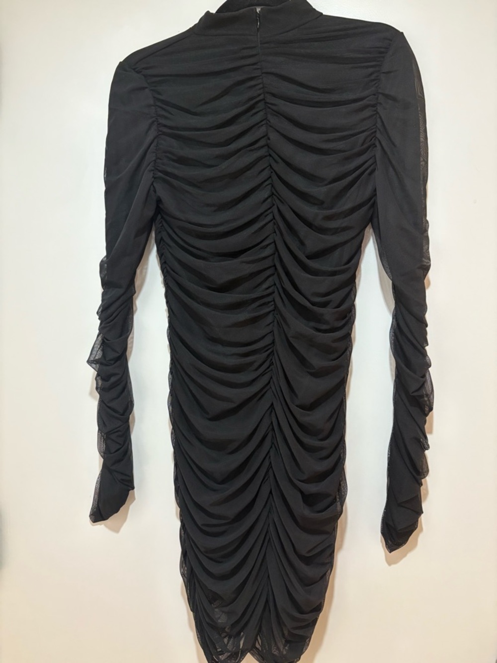 Fashion Nova Black Ruched Long Sleeve Midi Dress - Picture 3 of 5
